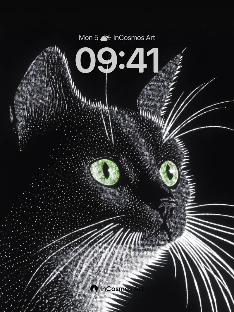 Whispering Shadow Wallpaper with Emerald Gaze