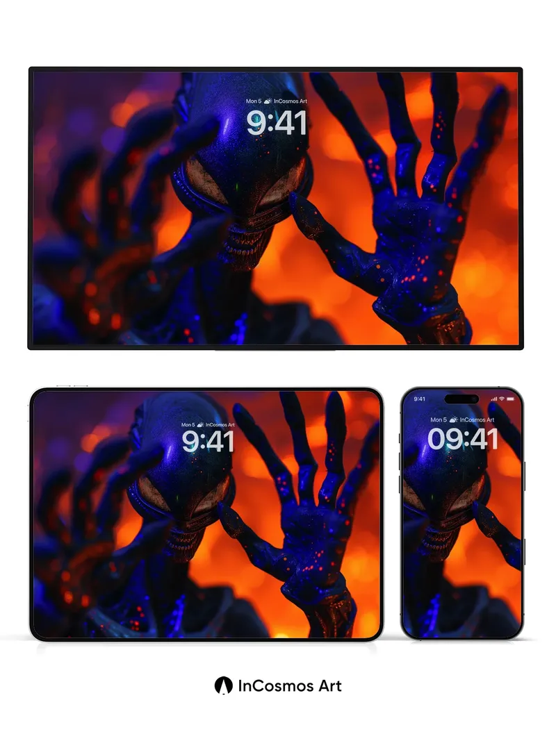 Neon Void Wallpaper with Alien Touch