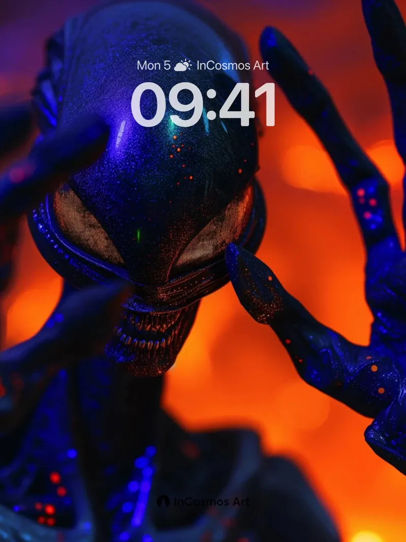 Neon Void Wallpaper with Alien Touch