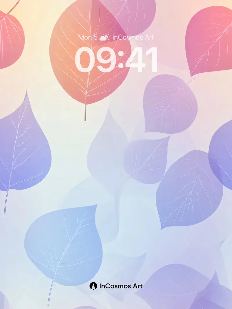 Pastel Drift Wallpaper with Floating Leaves
