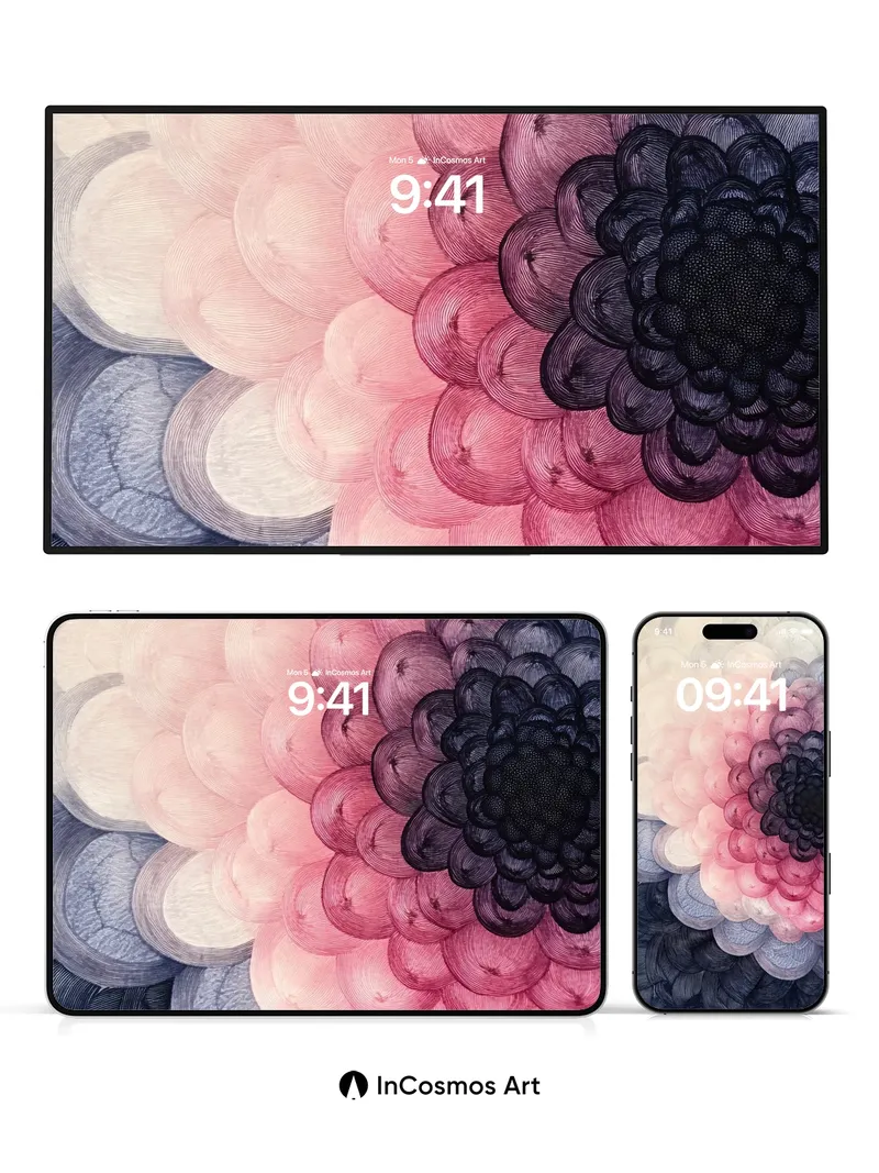 Velvet Bloom Wallpaper with Hidden Lines