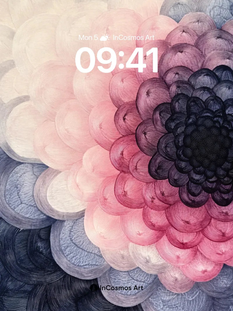 Velvet Bloom Wallpaper with Hidden Lines