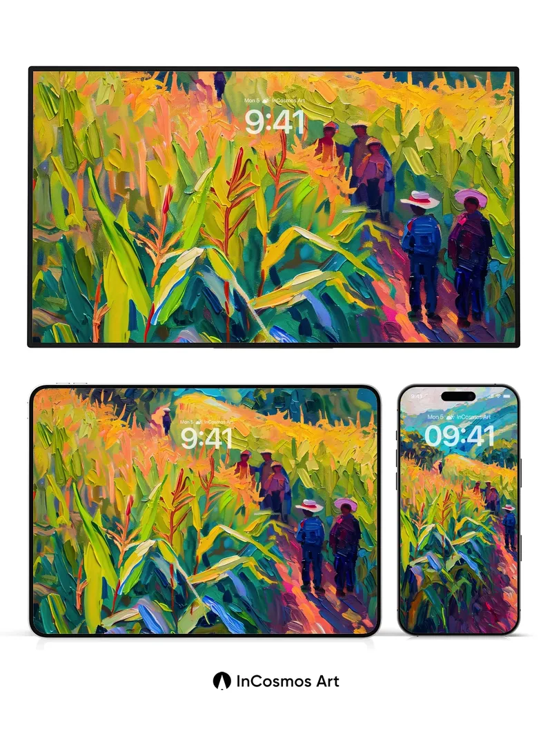 Sunlit Pathway Wallpaper with Harvest Whispers