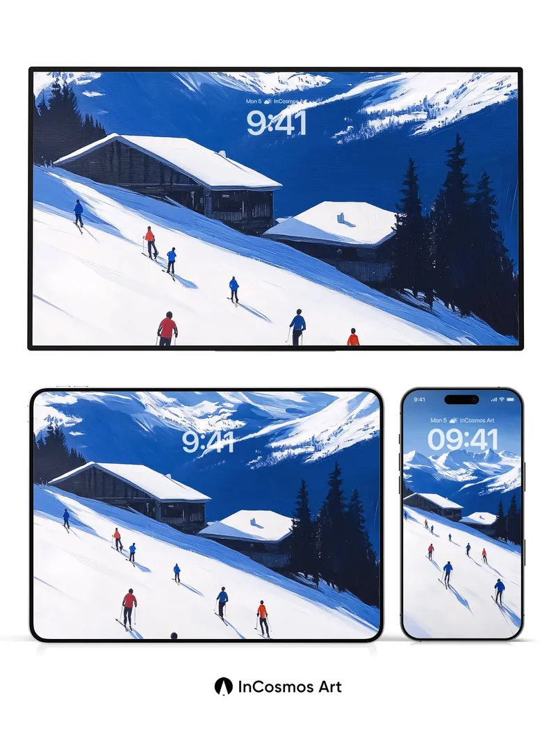 Silent Alpine Ascent Wallpaper with Frozen Light