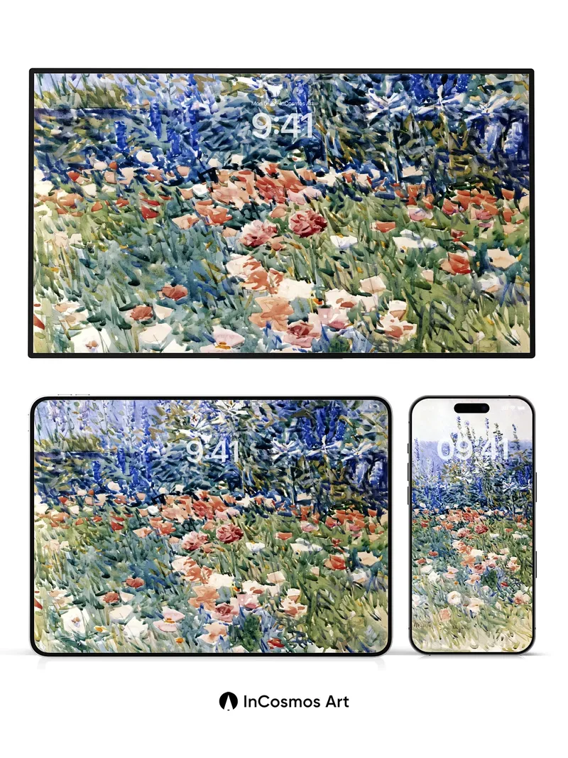 Serenity Garden Wallpaper with Impressionist Light