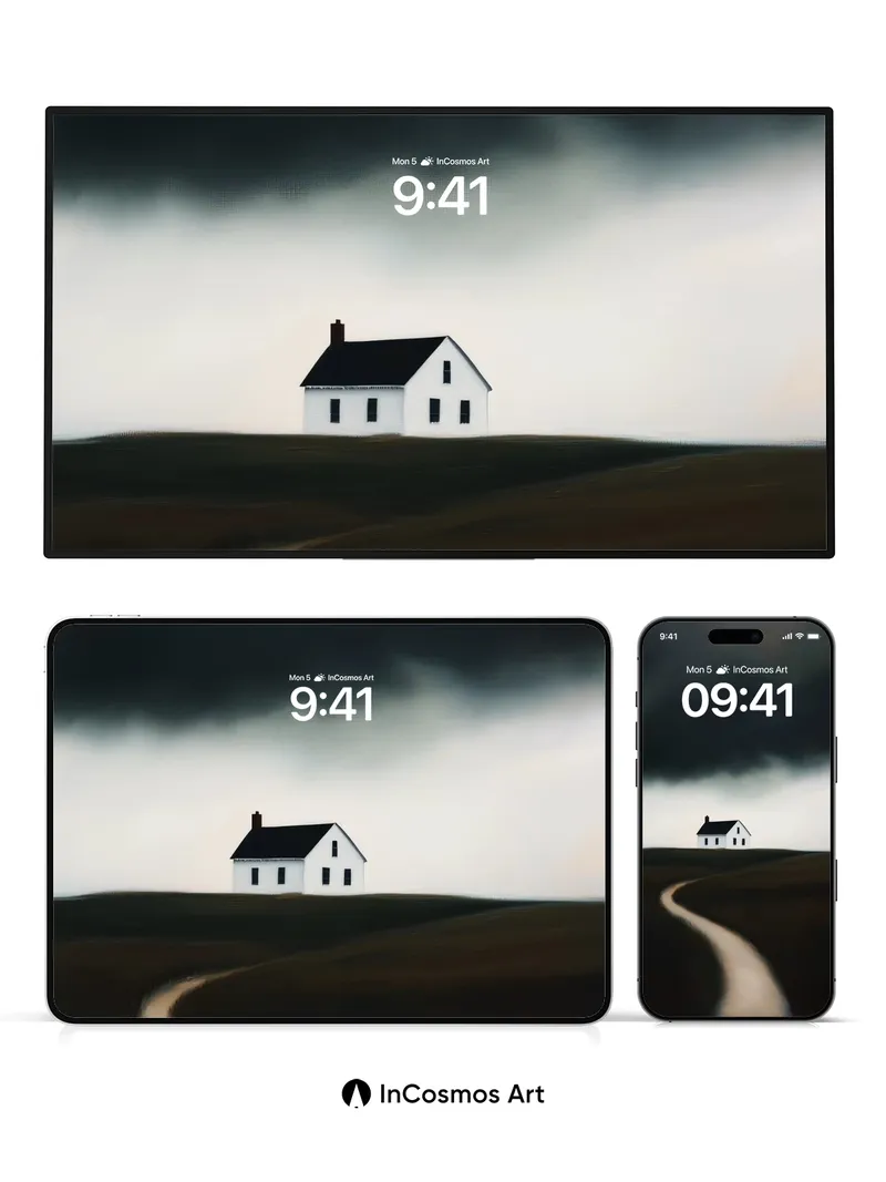 Solitary House Wallpaper with Storm-Whispered Path