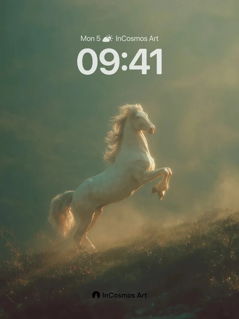 Golden Dust Wallpaper with Reared Stallion wallpaper for iPhone, iPad & Mac