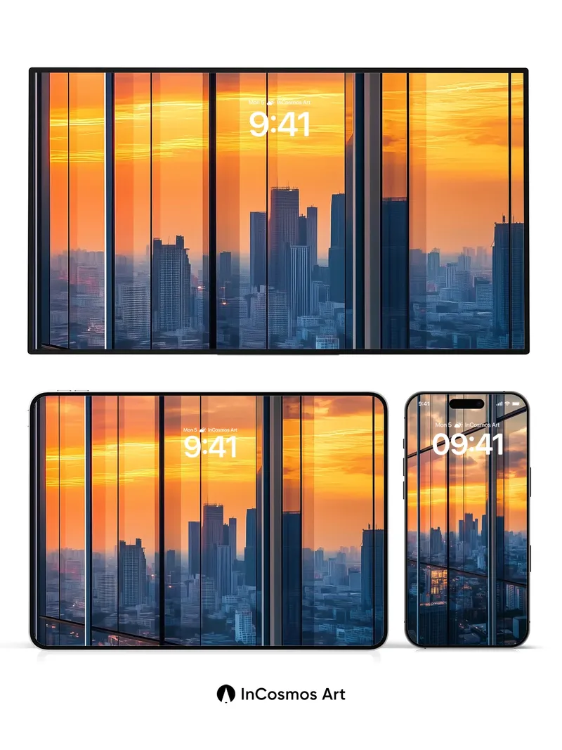 Crimson Horizon Wallpaper with Glass Veil