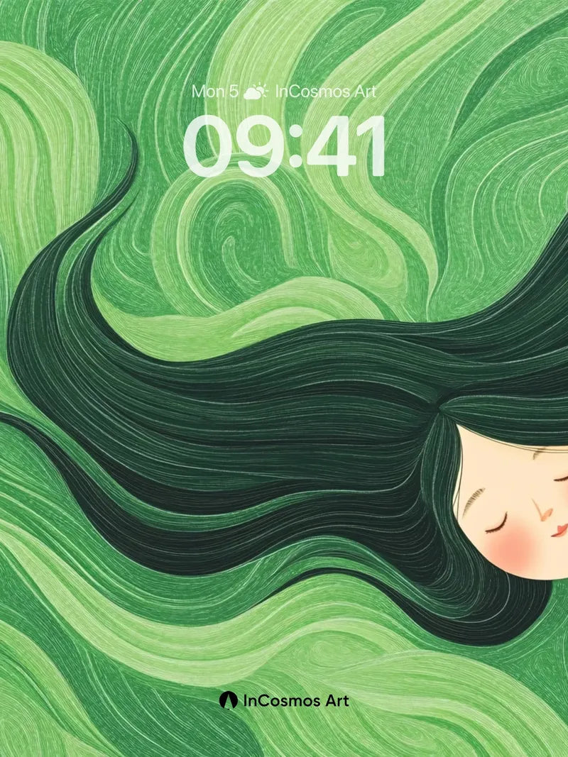 Serenity Wave Wallpaper with Floating Hair