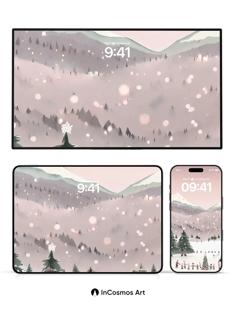 Snowfall Serenade Wallpaper with Whispering Pines