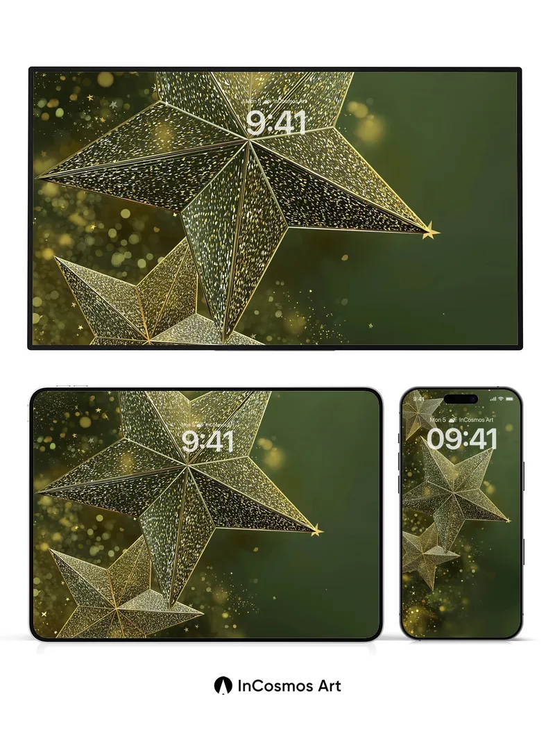 Golden Constellation Wallpaper with Sparkling Depth