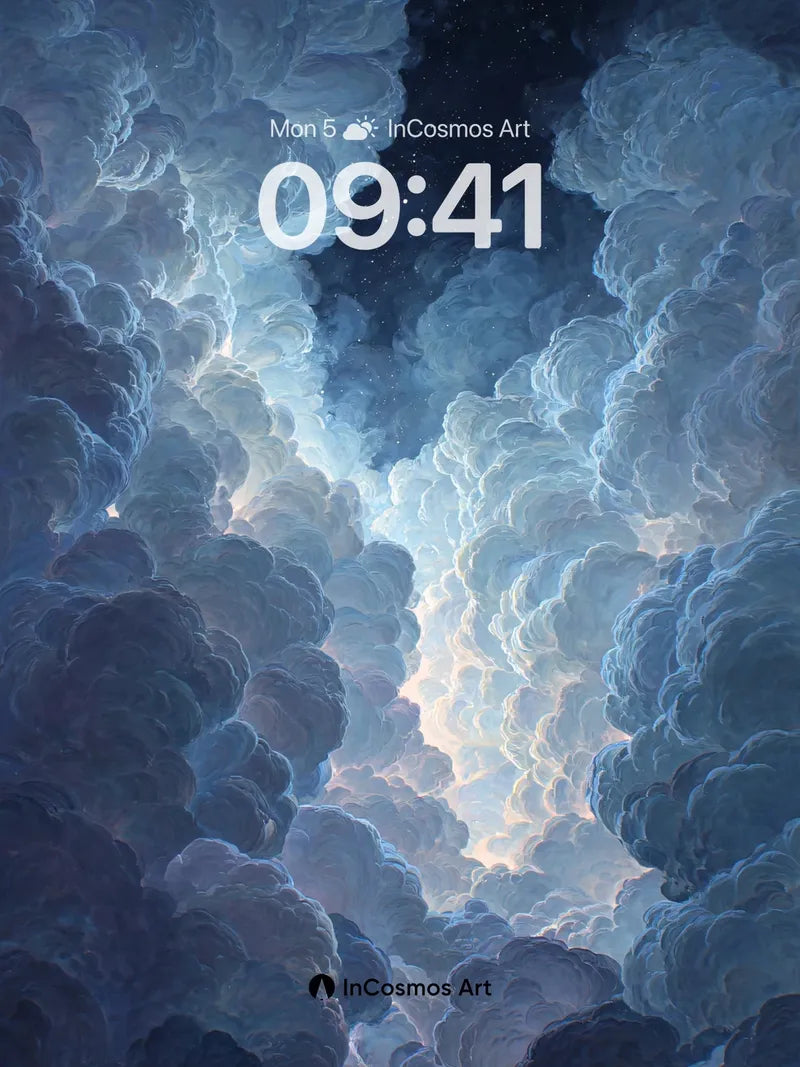 Ethereal Cloudscape Wallpaper in Midnight Haze wallpaper for iPhone, iPad & Mac