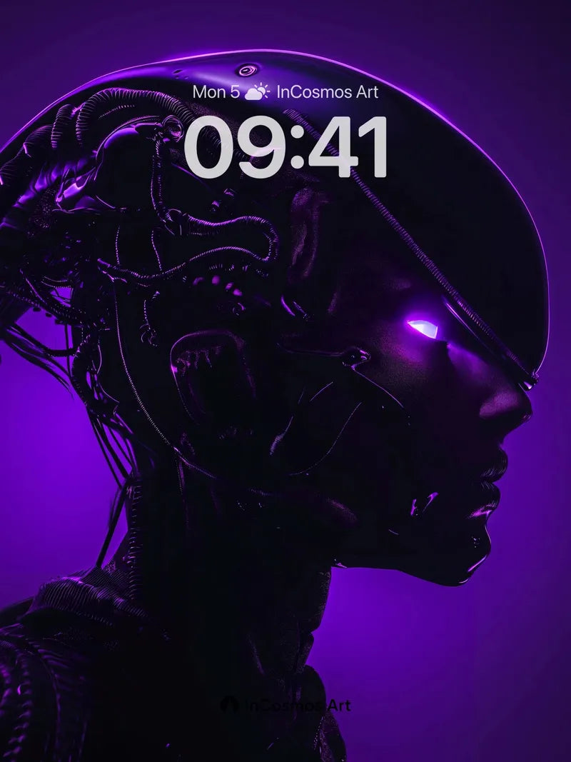 Neon Pulse Wallpaper with Cybernetic Veil