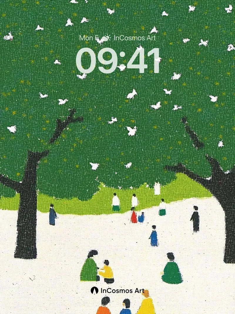 Serene Forest Whisper Wallpaper with Floating Birds