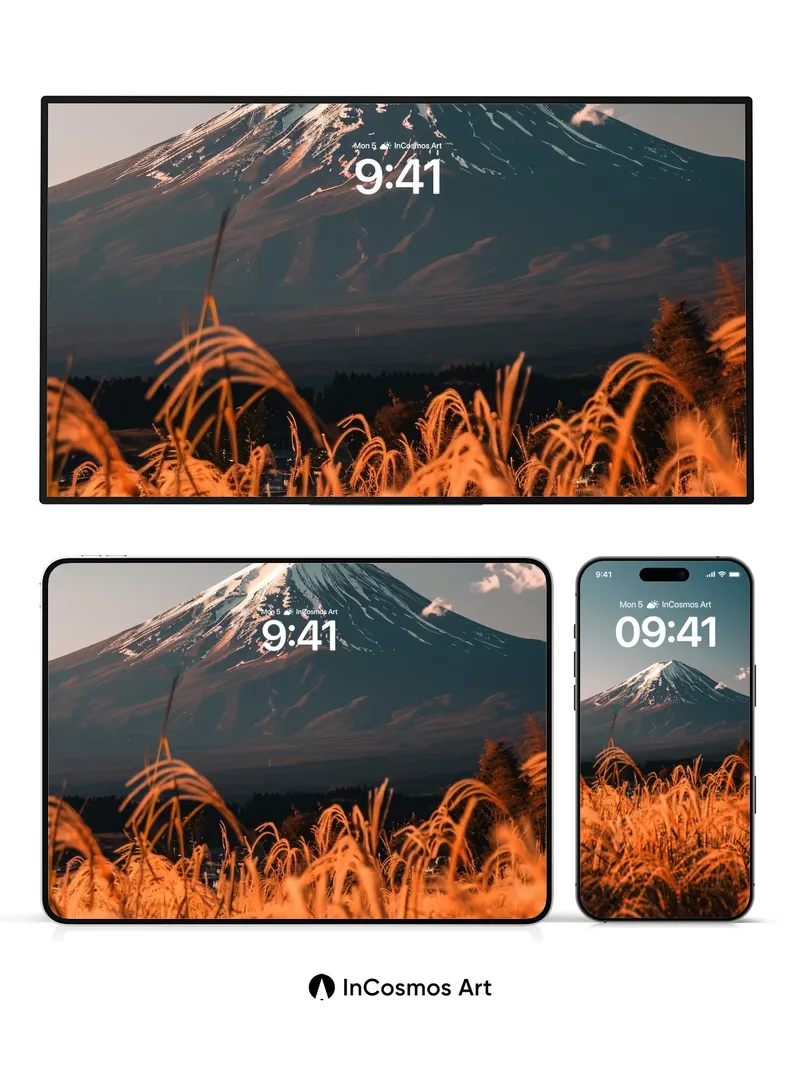 Golden Whisper Wallpaper with Snow-Crowned Peak