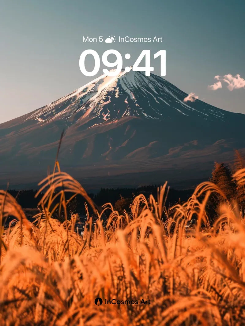 Golden Whisper Wallpaper with Snow-Crowned Peak