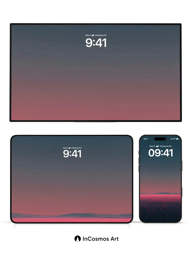 Nocturnal Field Wallpaper with Crimson Glow