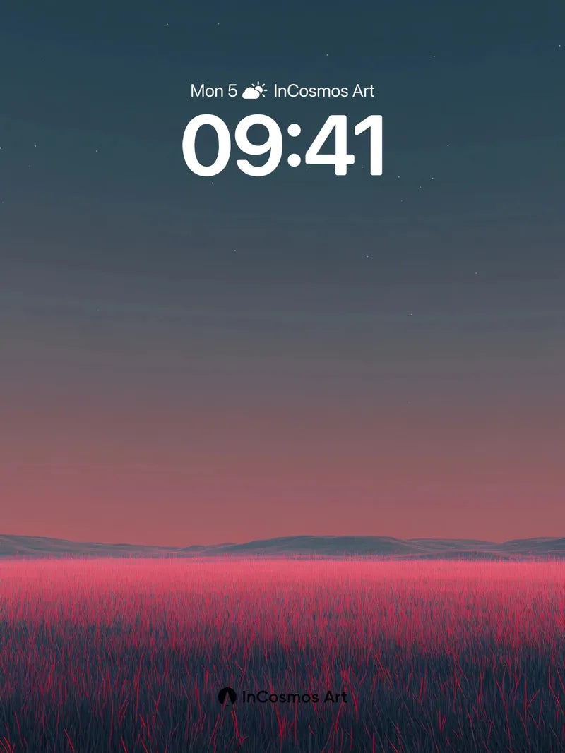 Nocturnal Field Wallpaper with Crimson Glow