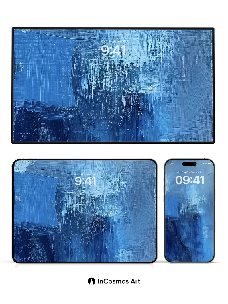 Cobalt Whisper Wallpaper with Brushstroke Depth