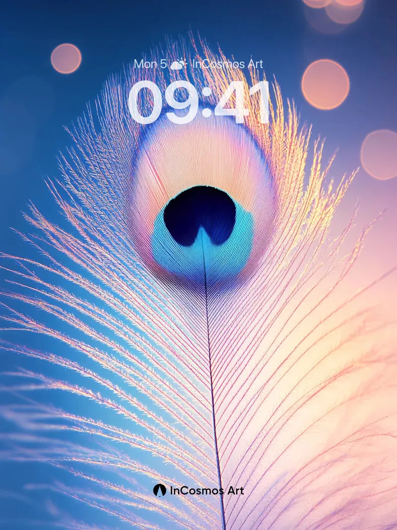 Luminous Feather Wallpaper with Ethereal Eyes