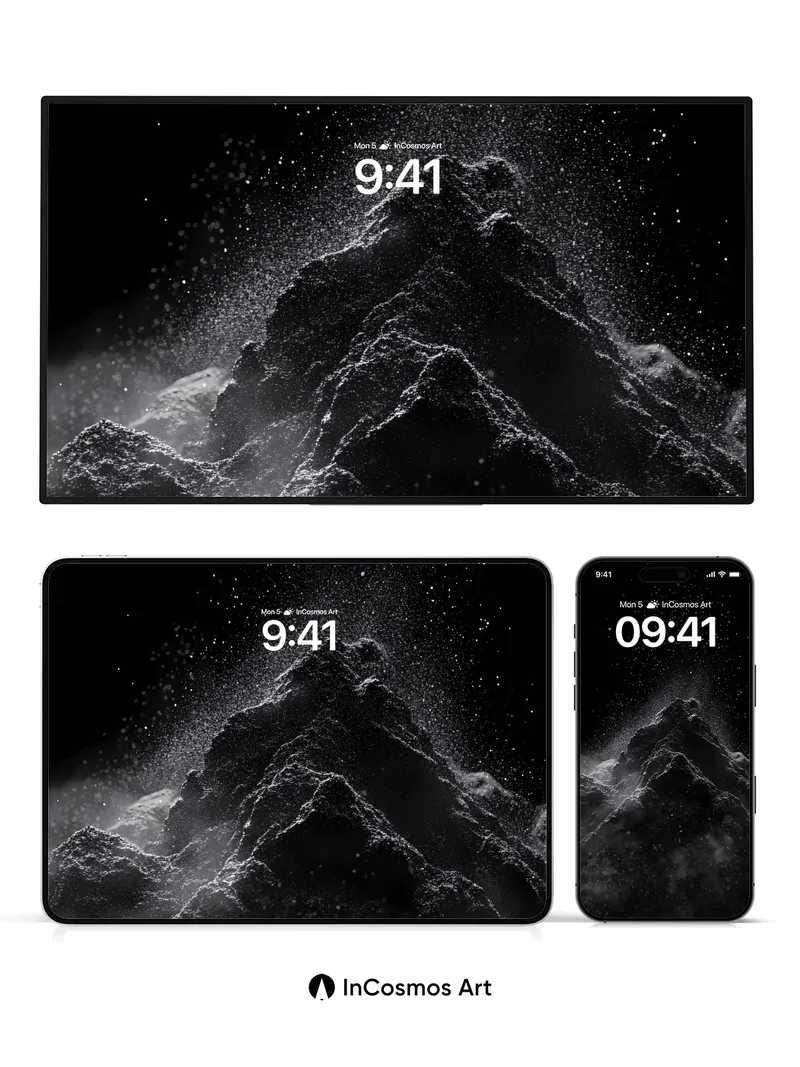 Cosmic Dust Wallpaper with Mountain Peaks