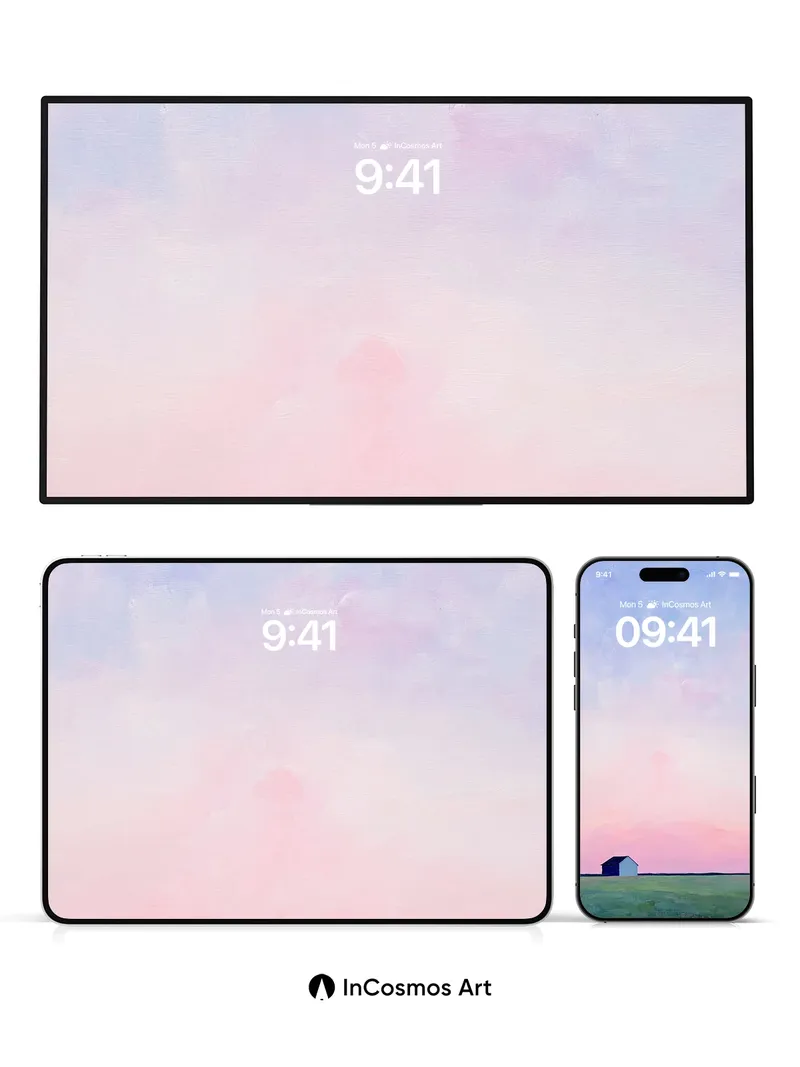 Serenity Field Wallpaper with Solitary Hut