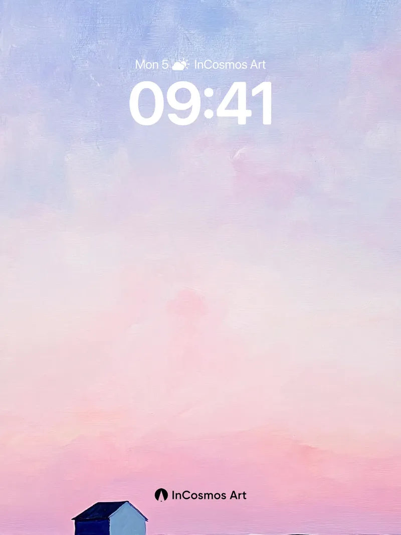 Serenity Field Wallpaper with Solitary Hut