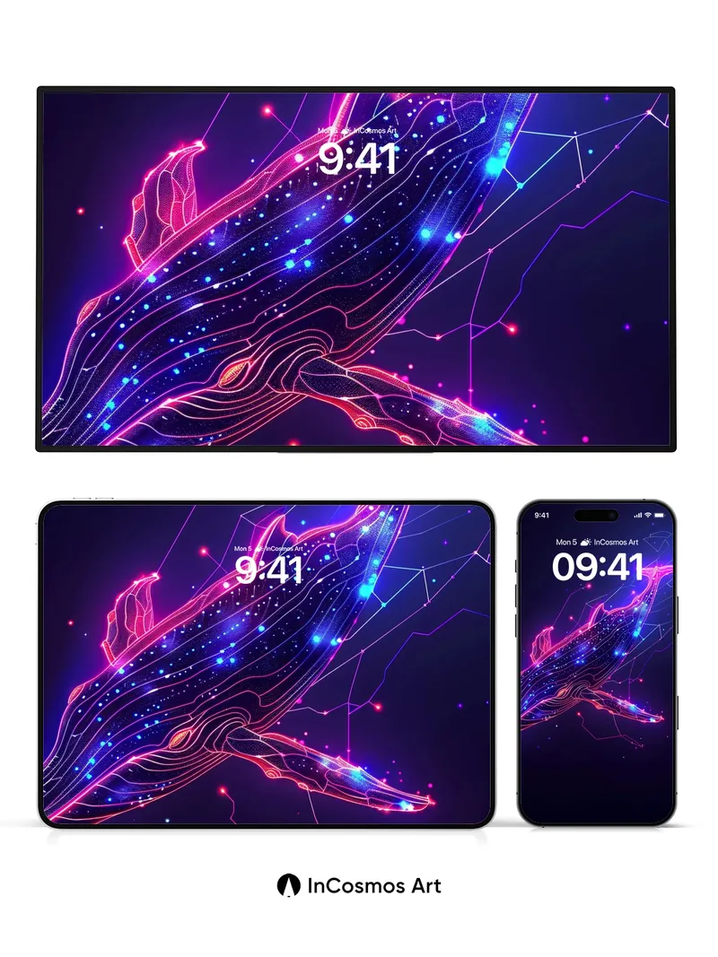 Neon Leviathan Wallpaper with Cosmic Veins