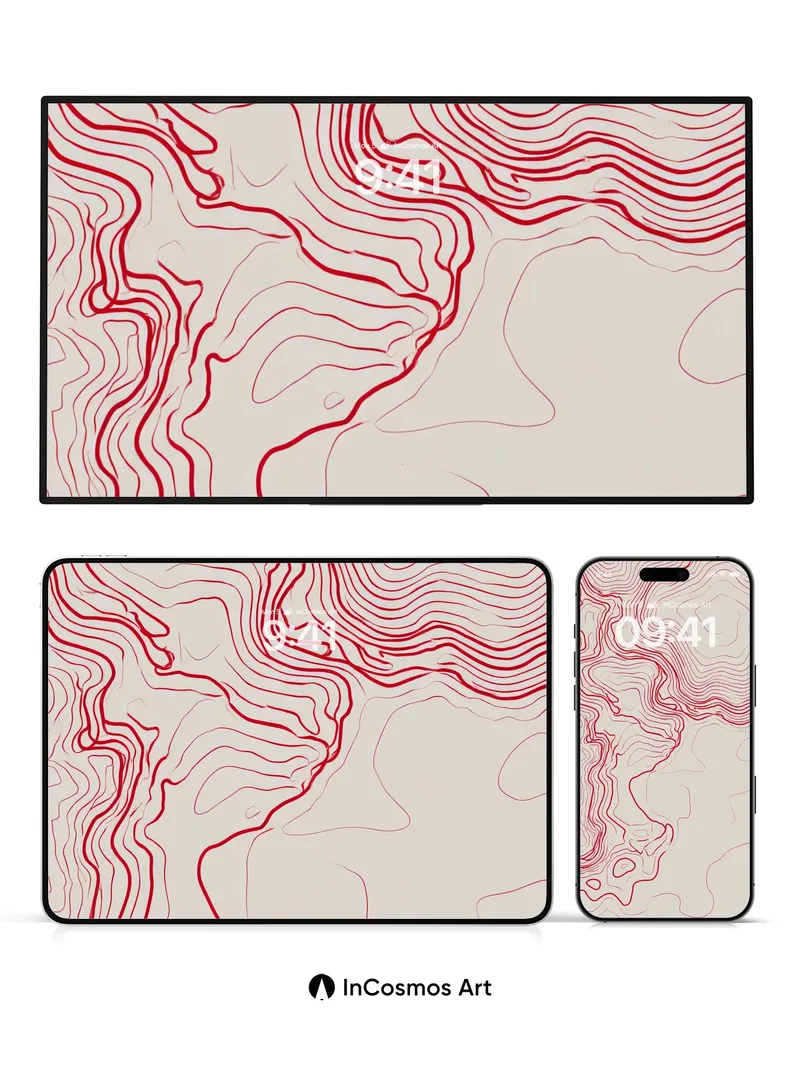 Silent Contour Wallpaper with Crimson Veins