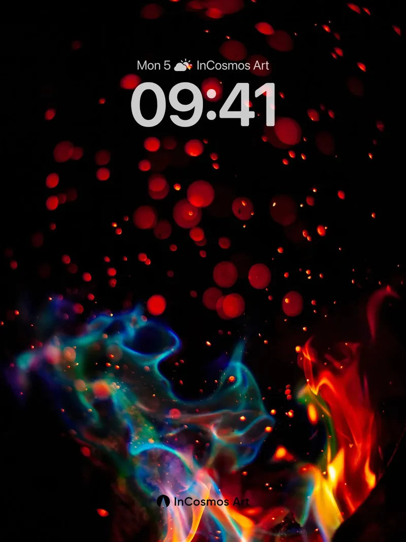 Cosmic Ember Wallpaper with Neon Flames