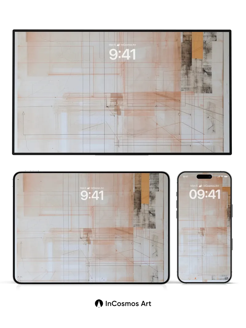 Faint Grid Wallpaper with Ghosted Geometry