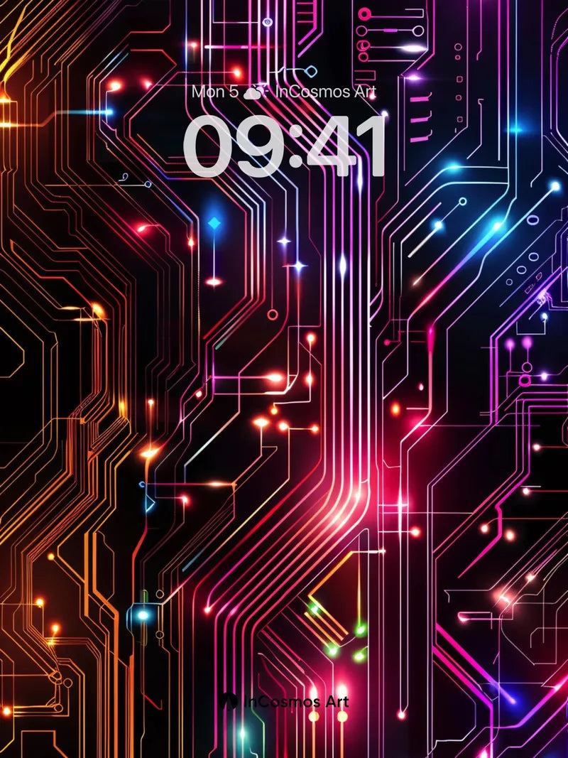 Neon Pulse Wallpaper with Circuit Light Veins