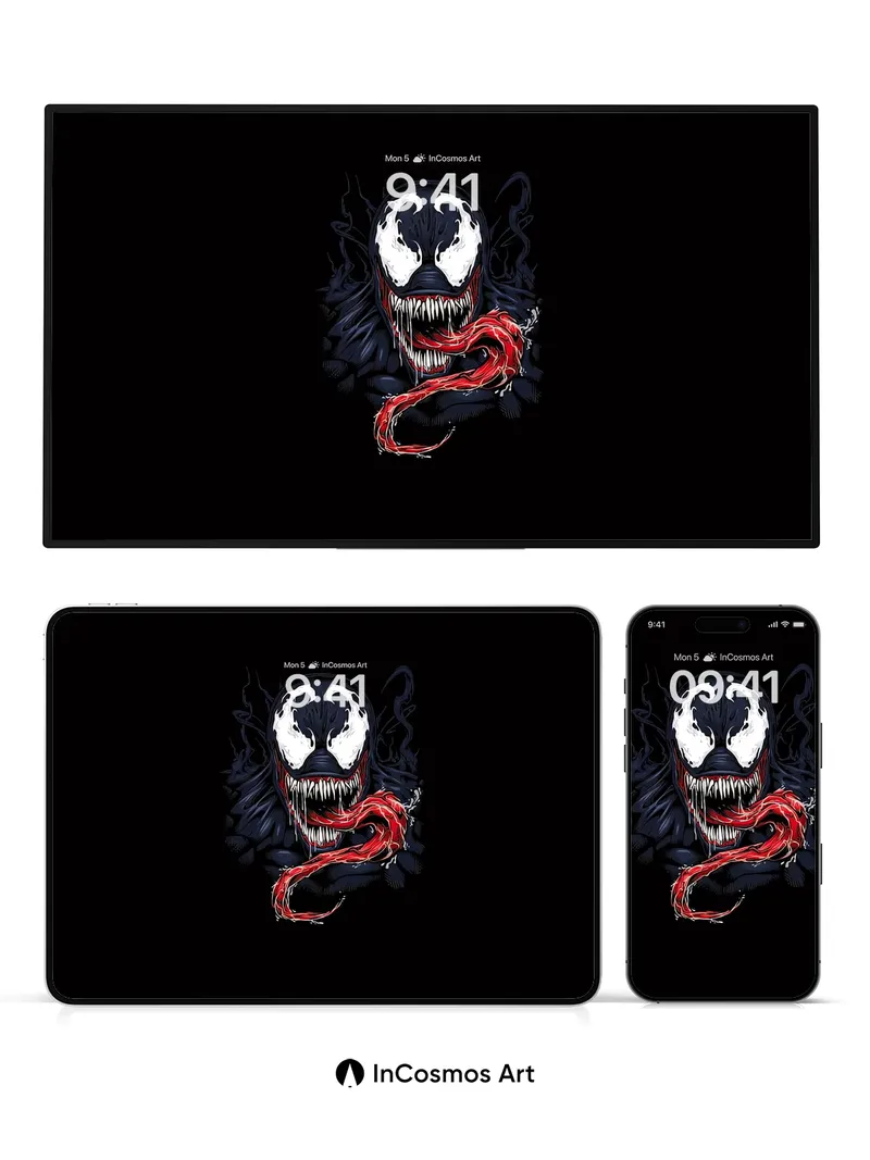 Sinister Venom Wallpaper with Crimson Tongue