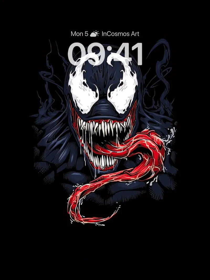 Sinister Venom Wallpaper with Crimson Tongue