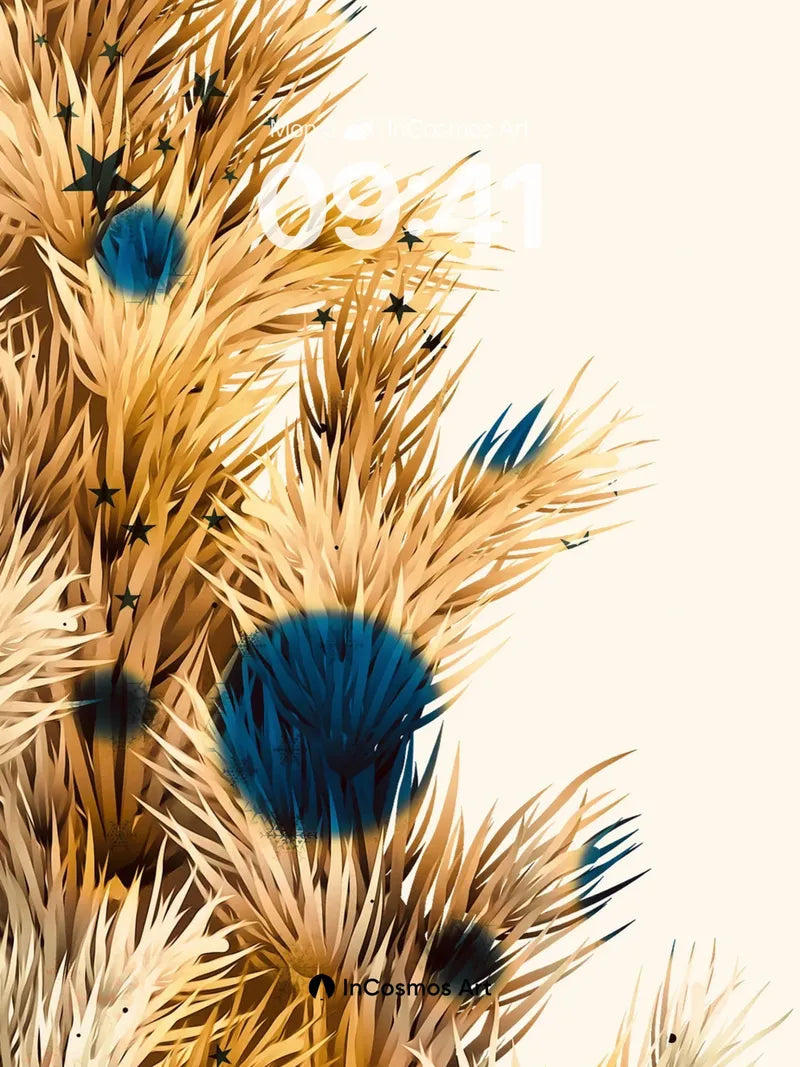 Golden Feather Mirage Wallpaper with Celestial Stars