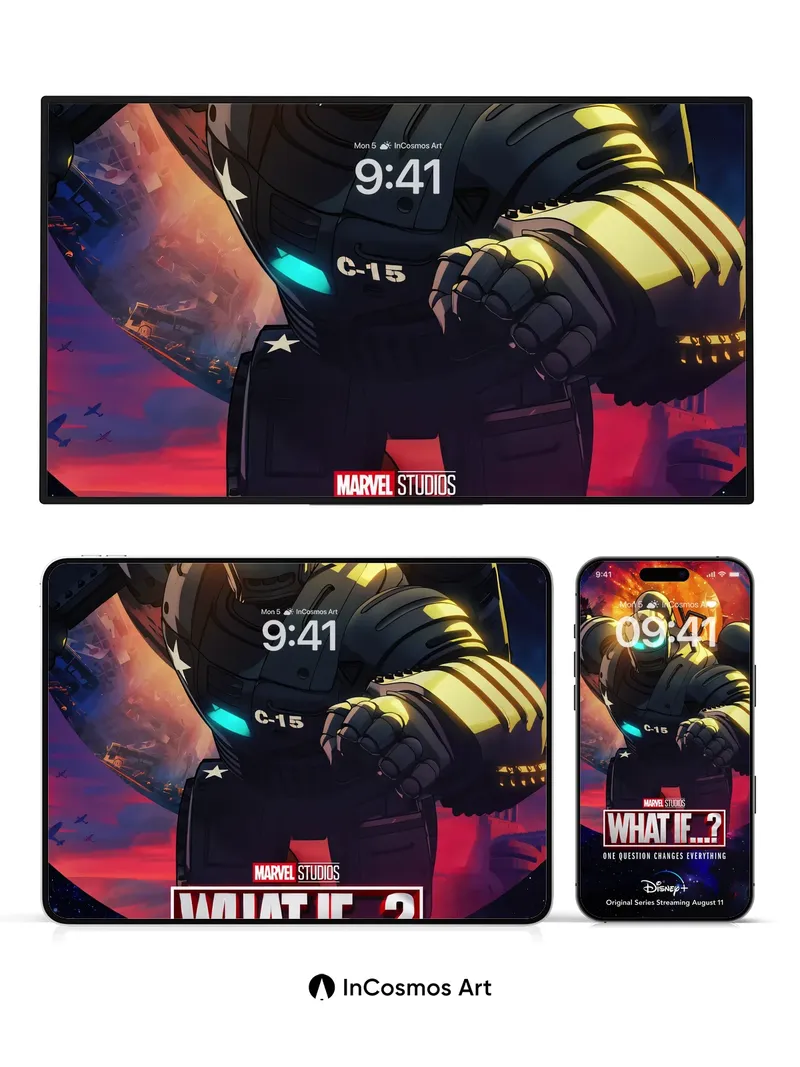 Cosmic Iron Wallpaper with Glowing Circuitry