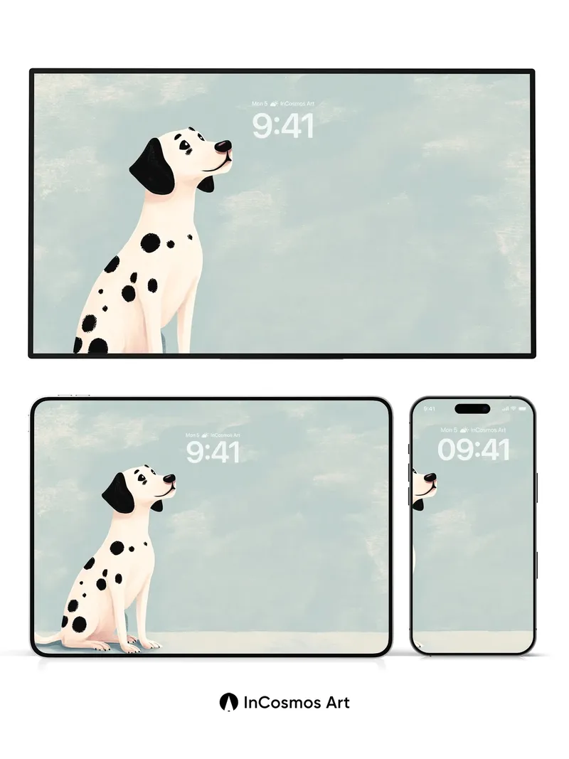 Serene Dalmatian Wallpaper with Soft Sky Gradient