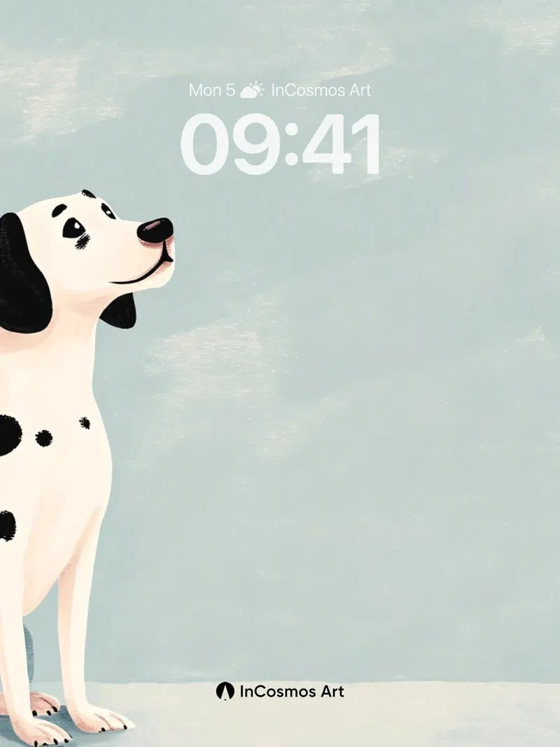 Serene Dalmatian Wallpaper with Soft Sky Gradient
