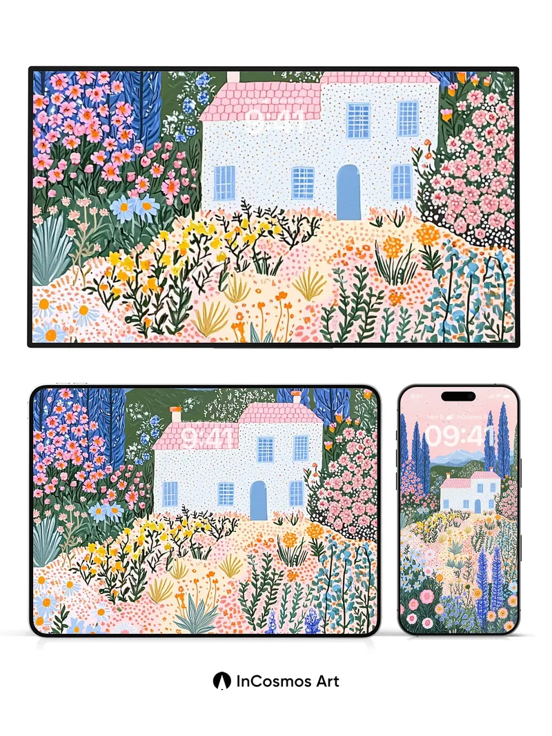 Serene Garden Wallpaper with Whispering Trees