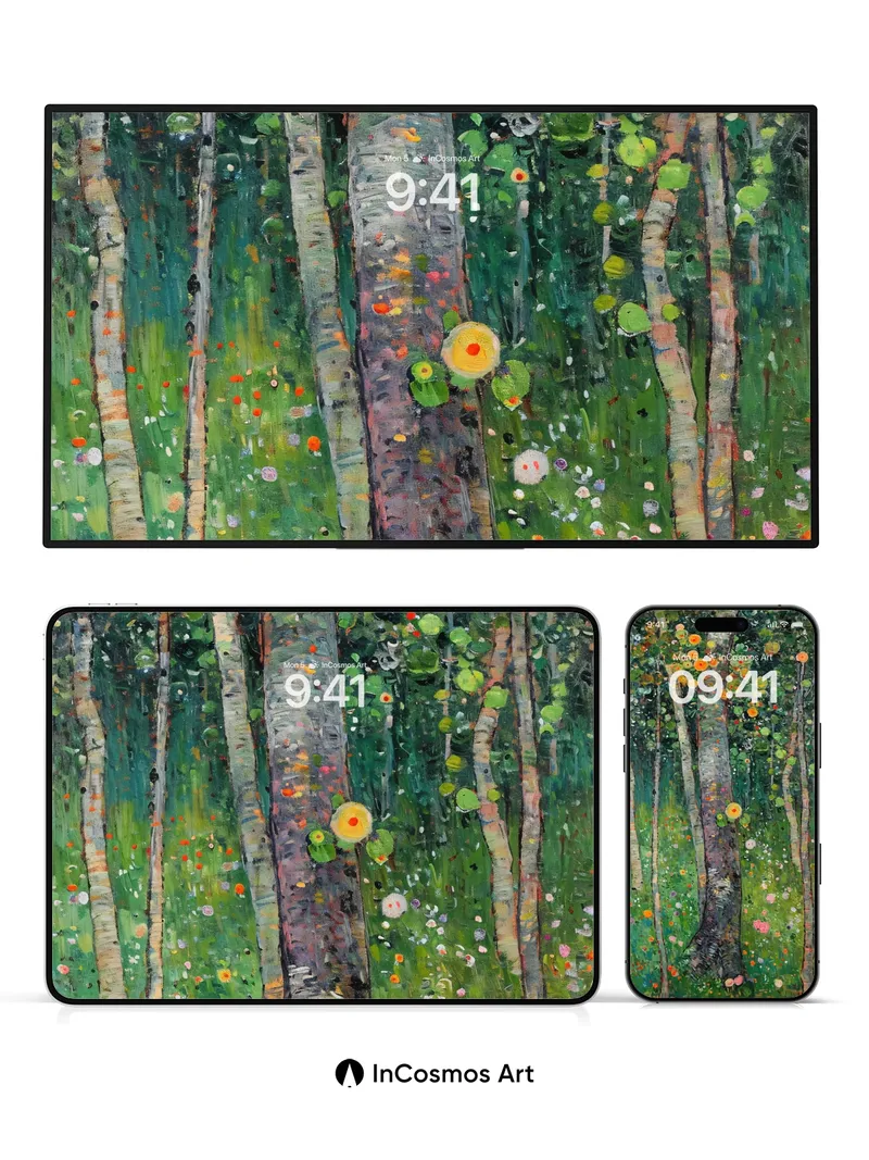 Whispering Birch Wallpaper with Dappled Light