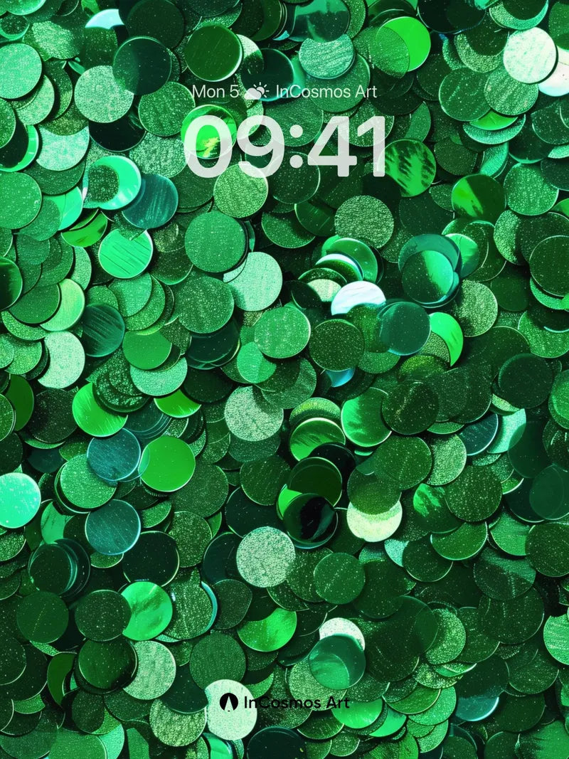 Emerald Pulse Wallpaper with Shimmering Discs wallpaper for iPhone, iPad & Mac
