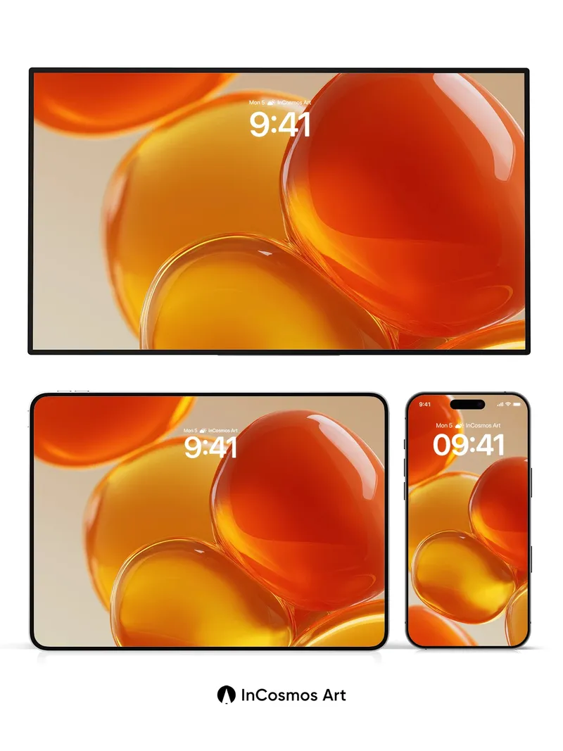 Liquid Amber Wallpaper with Floating Light