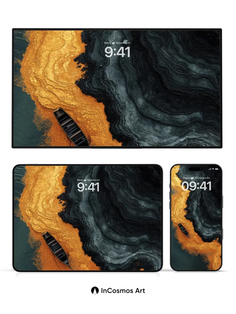 Serpentine Earth Wallpaper with Floating Canoe