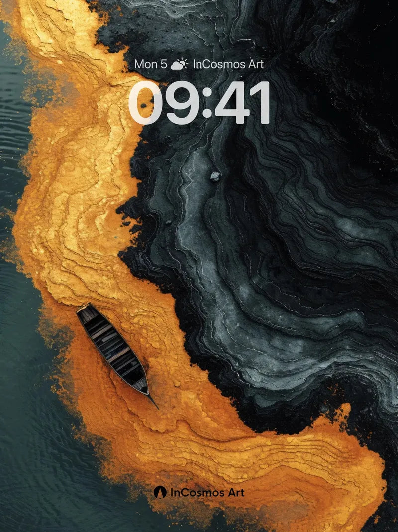 Serpentine Earth Wallpaper with Floating Canoe