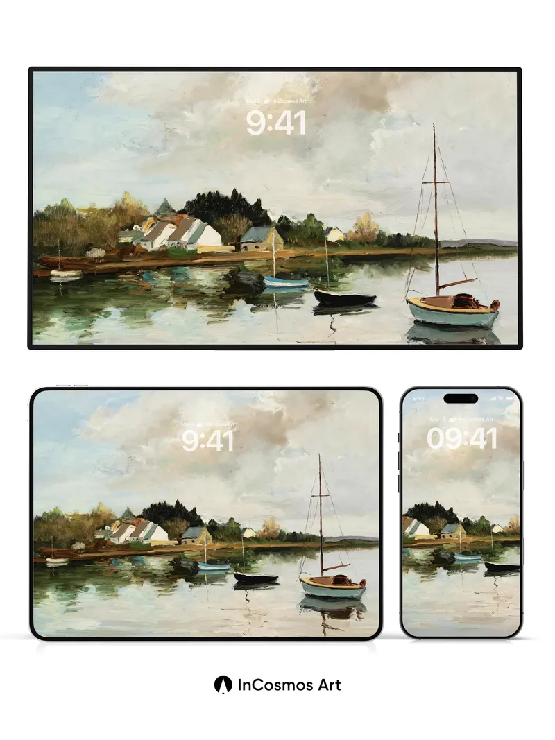 Serenity Sail Wallpaper with Misty Reflections