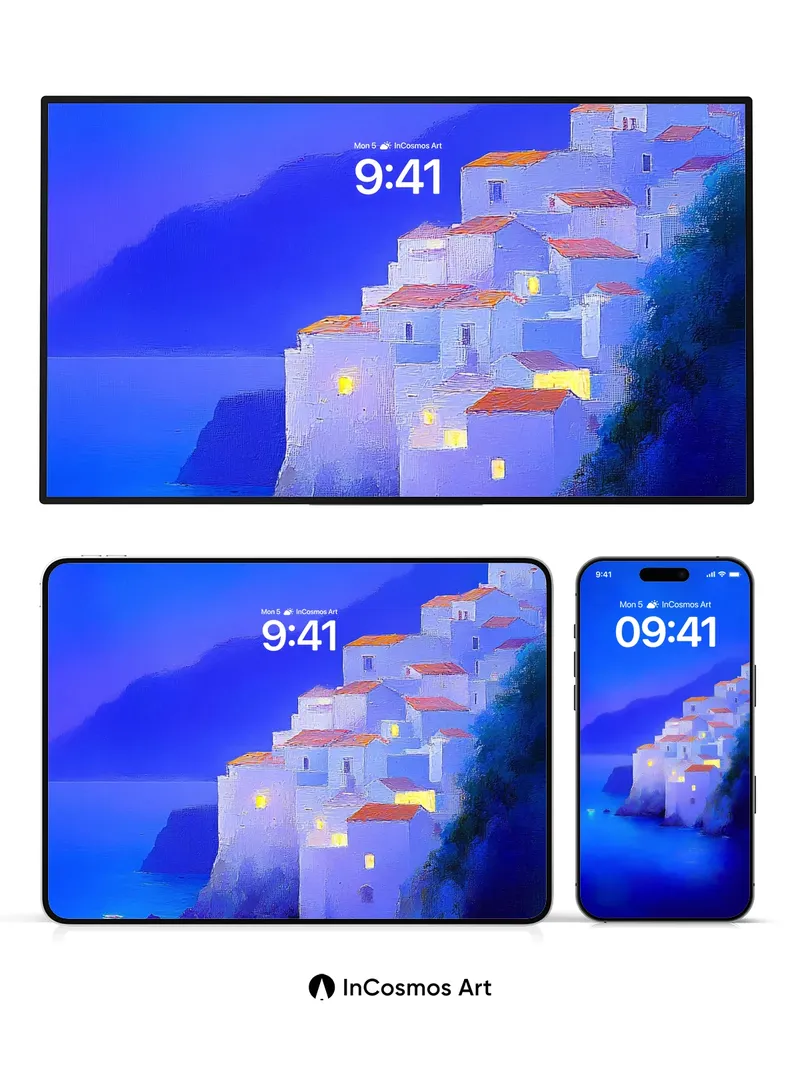 Luminous Cliffside Wallpaper with Whispering Windows