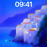 Luminous Cliffside Wallpaper with Whispering Windows wallpaper for iPhone, iPad & Mac
