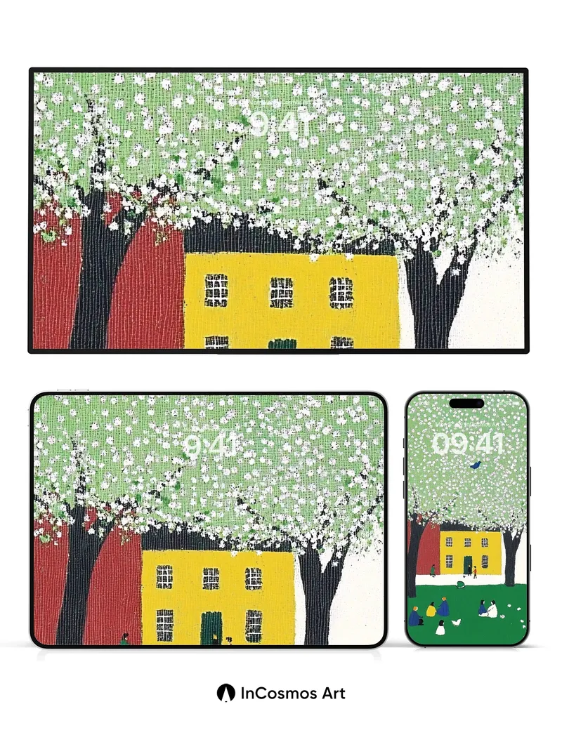 Whispering Cherry Blossom Wallpaper with Storybook Light