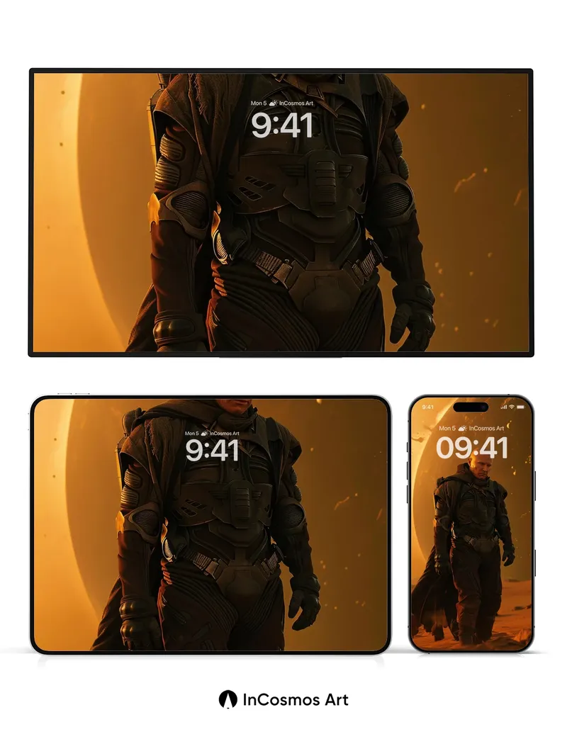 Desert Sentinel Wallpaper with Cosmic Horizon