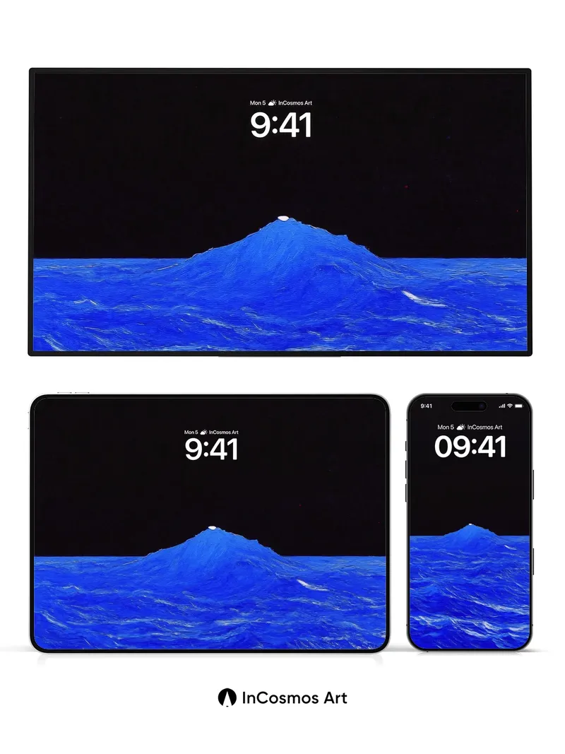 Midnight Ocean Wallpaper with Celestial Peak